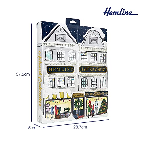 Hemline Sewing Advent Calendar - Craft Christmas Advent Calendar For Sewing And Craft Enthusiasts With 24 Essential Pieces For Your Sewing Kit (H4950.22), White And Blue #TOP5
