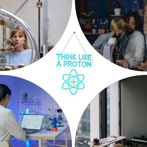 Image of Think Like a Proton Neon Sign Dimmable Good Vibes Neon Light with USB Power Think Positive LED Wall Light Nerdy Science-Themed Room Decor for Classroom Study Ideal Gift to Students and Teachers