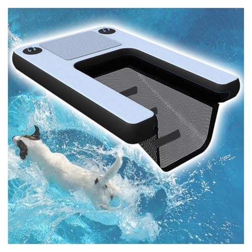 60-in Inflatable Floating Dog Water Ramp, Puncture-Resistant Surface Dog Ramp For Water Dock, Portable Dog Boarding Ladder For Boat, For Large Medium Small Dogs?Safe & Easy Access Dog Pool Ramp(Black)