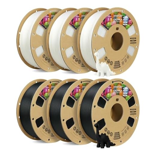 OVERTURE 6KG Bundle Easy PLA 1.75mm 3D Printer Filament, 6 Pack 1kg Spool (2.2lbs), Dimensional Accuracy +/- 0.02mm, Fit Most FDM Printe (Easy Black*3+Easy White*3)