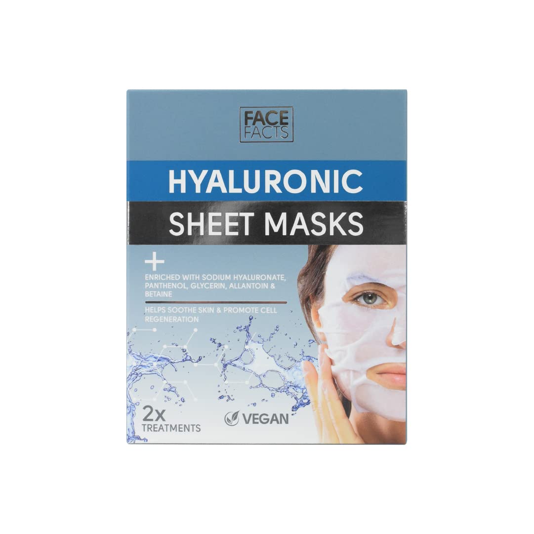 Face Facts | Hyaluronic Sheet Masks | Hydrates + Soothes | 2 x Masks