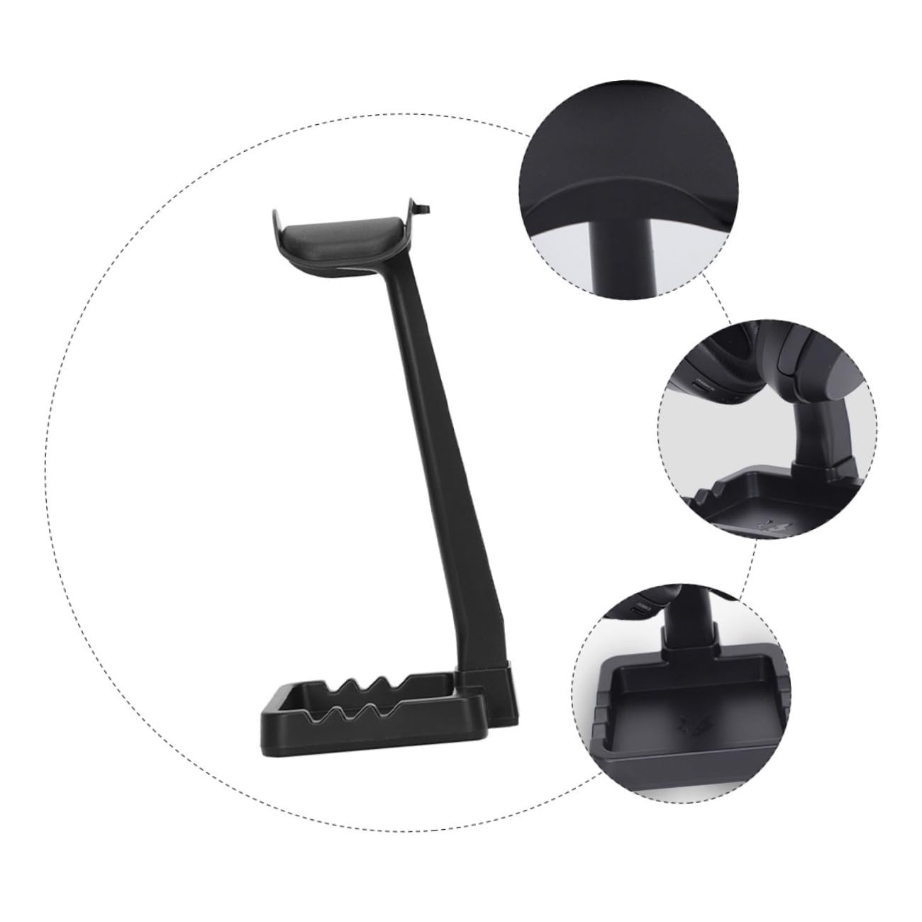 DECHOUS Supporto per Cuffie da Gioco Nero, Organizer da Scrivania Abs Tpu | Base Stabile da 3kg, Tiene Ordine sulla Scrivania, Adatto a Cuffie Ufficio e Computer