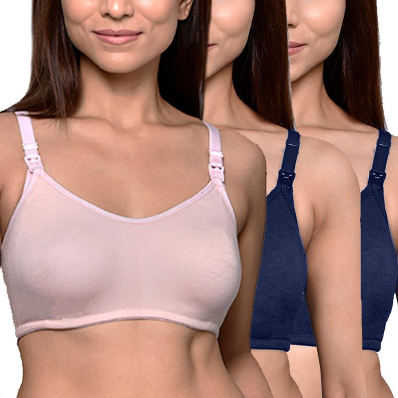 Image of Inner Sense Organic Cotton Bamboo Nursing Bra for Women I Non Padded Feeding Bra with Keyhole Back Design I Wire Free Maternity Innerwear with Full Coverage