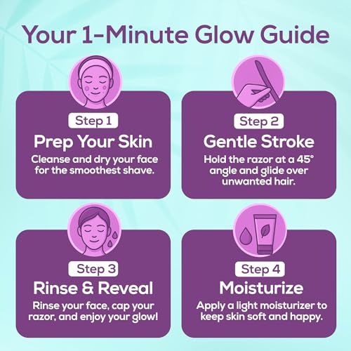 Image of Evereve Reusable Face Razor for Women, Pack of 3, Instant Smooth and Painless Hair Removal, Ideal for Eyebrows, Upper Lip, Chin, Peach Fuzz, Forehead, Sideburns, Dermaplaning Tool, For All Skin Types