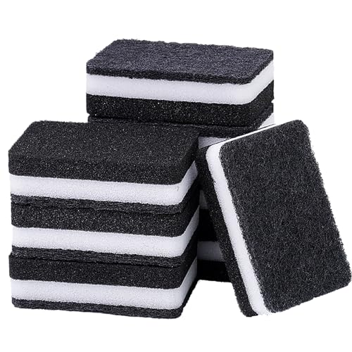 Taeku Natural Kitchen Sponge 6 Pack Heavy Duty Scrub Cellulose Sponge Premium Multifunction Eco Friendly Cleaning Sponges for Dishes (Black)