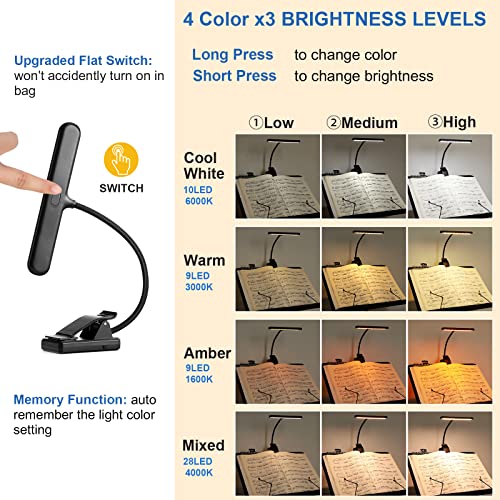 Igoober Music Stand Light Clip On Piano Lights, 28 Led Professional Musician Rechargeable Piano Lamp, 4 Color X 3 Levels, Super Bright, Perfect For Piano, Keyboard, Orchestra, (White, Warm & Amber) #TOP1