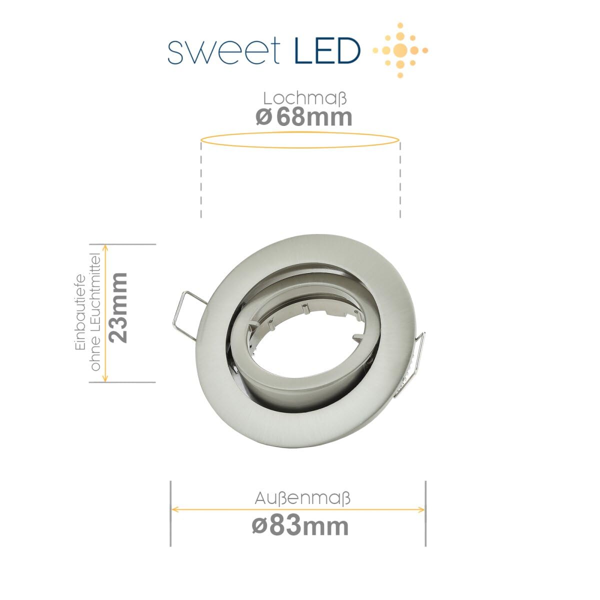 Sweet Led Einbaustrahler flach deckenspots austauschbare LED Modul einbauspots 230V spots 5W 4000K deckenleuchten Bajonettverschluss deckenstrahler Druckguss schwenkbar Einbau tiefe 30mm 6 stück