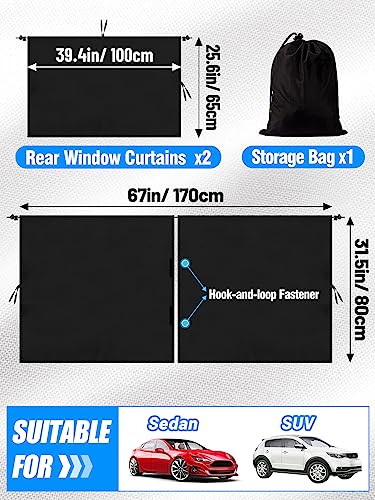 PAMASE Set of 3 Car Window Curtains
