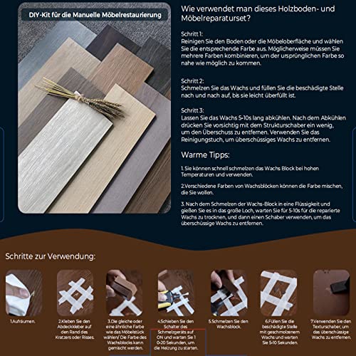 Vinylboden Reparaturset, Vinyl Fliesen Hartwachs Laminat Reparaturset Grau für PVC Bodenbelag, Laminatboden, Linoleum, Arbeitsplatte küche Kunststoff Holz Laminat und Parkett Holzkitt Möbel Reparatur