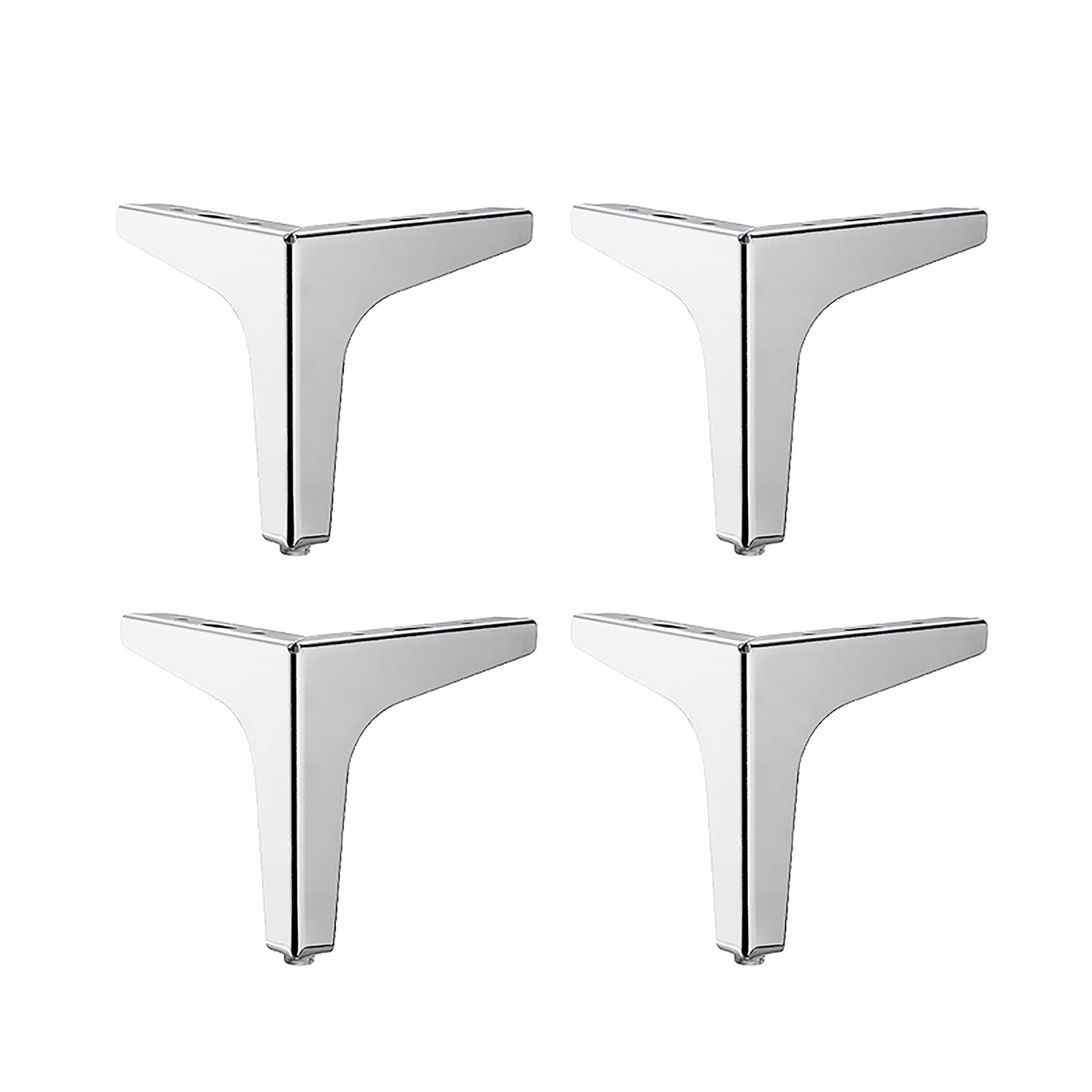 QWEASDF 4pcs Metal Furniture Legs, Modern Style Furniture Sofa Legs Metal Matte Black Triangle Feet for Table Cabinet Cupboard Sofa Couch Chair DIY Furniture, Easy to install,Silver,12cm/4.72in