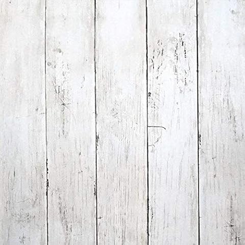 Wood Wallpaper White Self Adhesive White Wood Wallpaper Wood Contact Paper Peel and Stick Furniture Stickers Murals Sticky Back Plastic Roll Wall Covering Vinyl Wrapping Paper Table Kitchen 44x300cm Cover