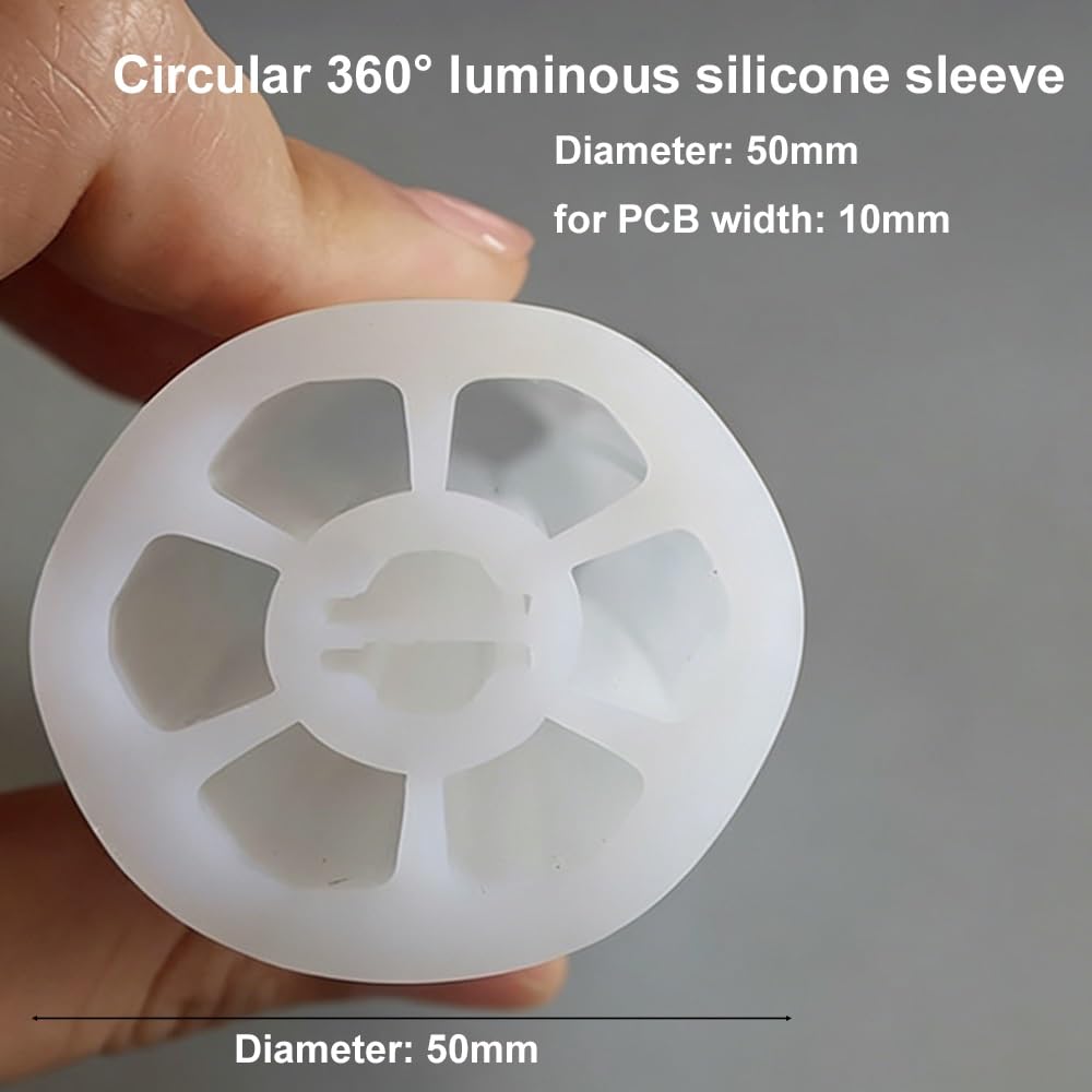 Obudowa elastycznej silikonowej świetlówki neonowej 1M - okrągła tuleja na listwę LED, biały dyfuzor 360 stopni, 1 szt.(R50 For 10mm PCB)
