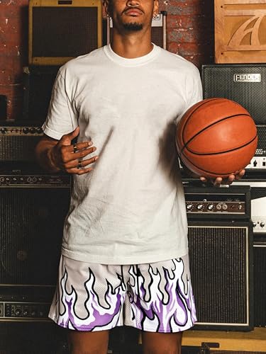 DIOTSR Mens Flame Graphic Basketball Shorts Cool Retro Running Athletic Shorts Drawstring Waist Casual Track Shorts3
