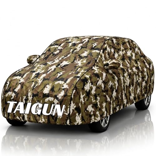 Image of Safe-Cars New Jungle 100% Waterproof Taigun Car Cover | Polyester Car Body Cover for Rain & Sun | UV Protection, Dustproof, Scratch Resistant, Windproof, Heat Resistant, Custom Fit