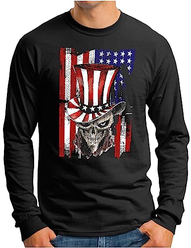 T-shirt manches longues homme crâne américain OM3 USA de S à 4XL
