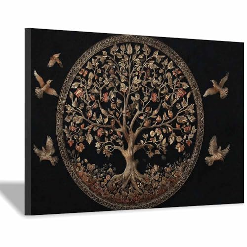 Affiche arbre de vie HOQIU en relief toile murale avec cadre premium 60x80