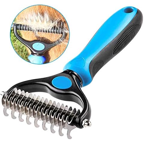 NALCY Pet Dematting Comb, Pet Grooming Tool Double Sided Blade Rake Comb for Dogs & Cats for Easy Maths Tangles Removing Cover
