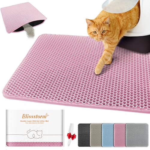 Blissstorm Katzenklo Matte 30X30cm Doppelschicht EVA Katzenmatte Rosa