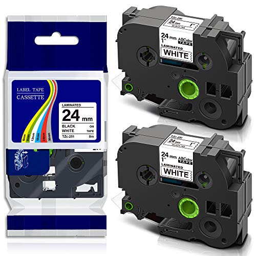 ABColor 互換 テープカートリッジ (24mm 白地/黒文字) ブラザー工業 P-Touch 汎用 TZe-251 TZ-251 (2個)