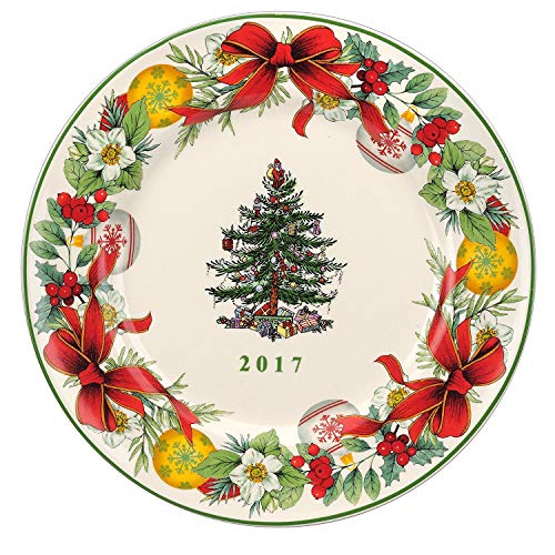 Spode Christmas-Tree 2017 Annual Edition Christmas-Plate; White, Green and Red