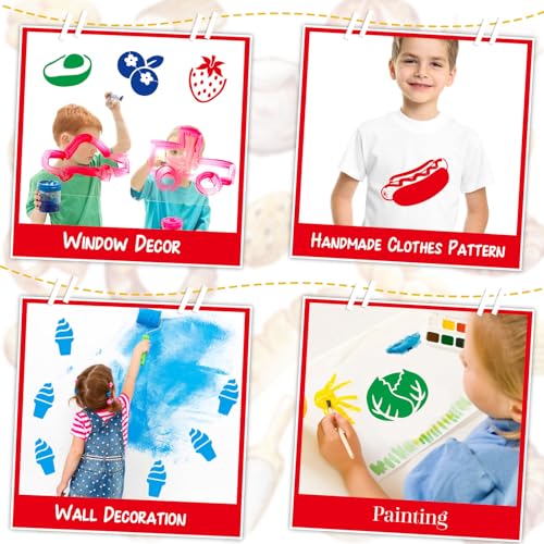 24 Pieces 8 Inch Kids Drawing Stencils – Washable, Reusable PET Plastic, Geometric & Garden Shapes – For Art, Crafts & Chalk - View #6