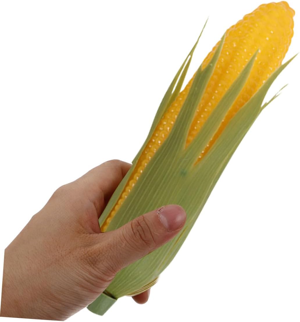 Kichvoe 10pcs Lifelike Artificial Corn Simulation Models, Realistic Fake Vegetable Props for Kitchen Decoration and Photography, Green Husk Corn Ornaments for Home and Supermarket Display
