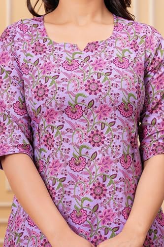 Image of Women Cotton Printed Co-Ord Set Kurta with Pant Set | Cotton Floral Printed Anarkali Maternity Feeding Kurta with Zipper /Maternity