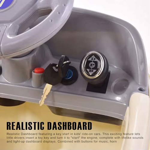 Image of Battery Operated Vintage Car for Kids, Ride on Toy with Music & Light | Baby Big Rechargeable Battery | Electric Car for Kids to Drive 2 to 5 Years Boy Girl (White)