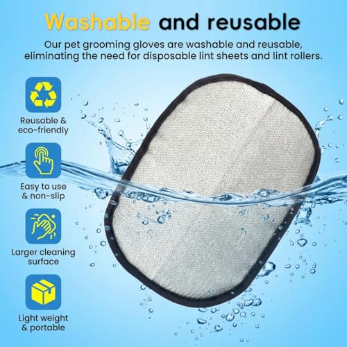 Image of Qpets Pet Hair Removal Glove for Dogs and Cats Reusable Electrostatic Lint Remover Mitt for Sofa Bed Carpet Clothing and Car Seats Comfortable Five Finger Design