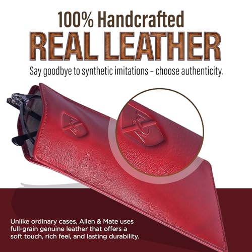 Image of ALLEN & MATE 100% Leather Slim Glasses Case for Reading and Computer Glasses for Men & Women