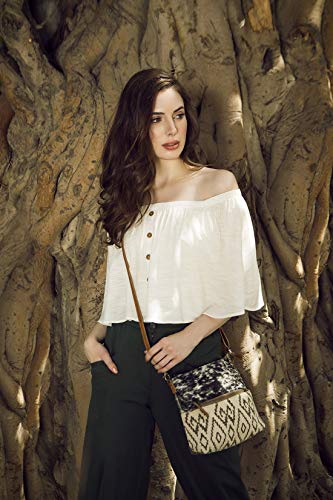 Myra Bag Gloss Upcycled Canvas & Cowhide Leather Crossbody Bag S-16172