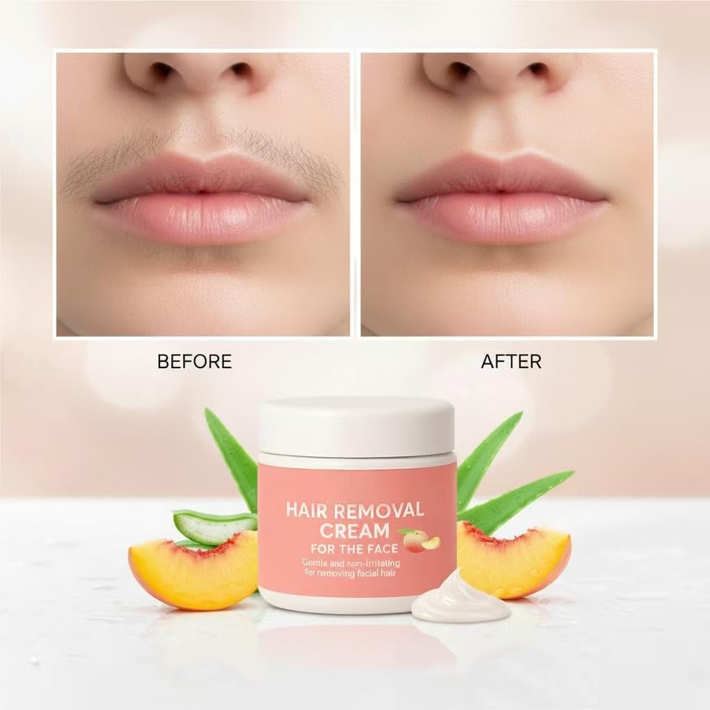 Crema depilatoria per il viso LuxevéRia 50 ml, crema depilatoria alla pesca, crema lenitiva per la cura depilatoria, trattamento per una pelle liscia per donne e uomini,3PCS