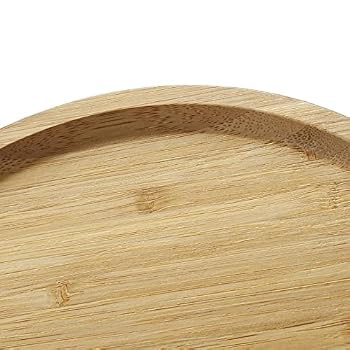 Plateau De Service Rond En Bambou Naturel Avec Poignées - 38.5x38.5x5cm - Pour Apéro, Thé