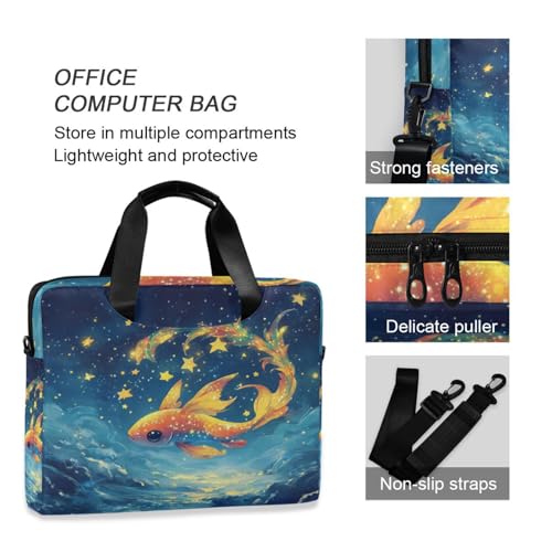 Funda de laptop portátil cruzada con asa y correa 15.6" azul miniatura 6