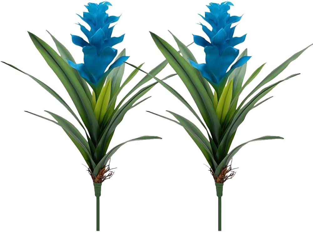 2Pcs Ginger Artificial Plants 18In Long Fake Ginger Torch Bromeliad Fake Flower for Home Office Indoor Outdoor Decoration (Red)