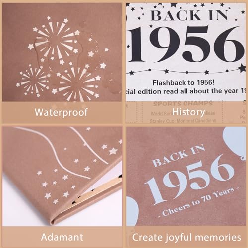Image of Crenics 70th Birthday Decorations for Women or Men, Vintage Back in 1956 Poster, 70th Birthday Guest Signature Book, Awesome 70 Birthday Gifts