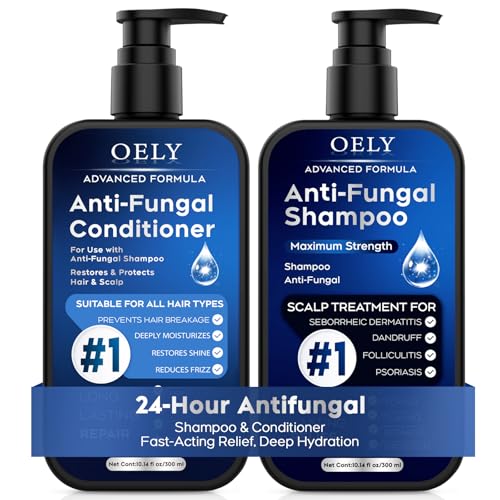 Image of Anti-dandruff Shampoo & Conditioner Set: For Folliculitis, Scalp Psoriasis & Seborrheic Dermatitis, Relieves Redness, Itching, Flaking & Dryness, Strengthens, Repairs & Boosts Shine - 20.28 fl.oz | Antifungal Set Seborrheic Dermatitis, Relieves Redness, Itch, Flaking & Dryness, Strengthens & Repairs Shine - 20.28 fl oz