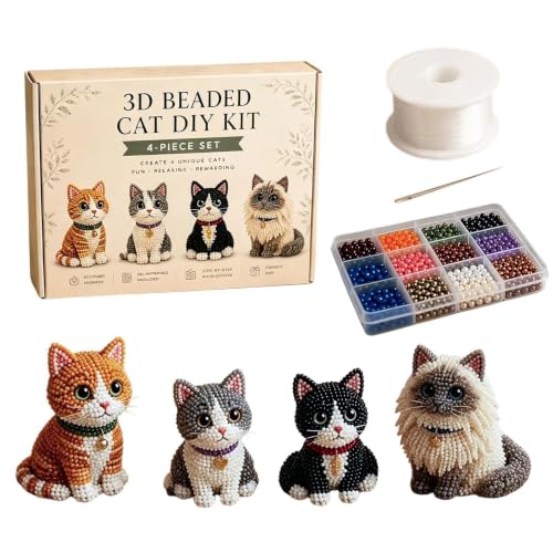 Kit artesanal de animales para escritorio y aula: crea tu gato de abalorios