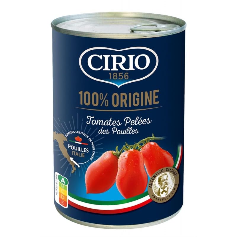 Tomates Pelées aux Saveurs Intenses - Marque CIRIO - 400 g Délices de Tomates entières en Purée - Qualité Premium Savourez la fraîcheur naturelle des tomates pel - Le Lot De 4