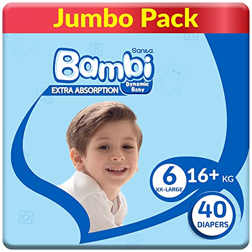 Sanita Bambi Baby Diapers Jumbo Pack Size 6 Xx-Large 16+ Kg 40 Count