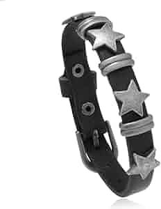 Amazon.com: Punk Leather Star Bracelet Leather Star Cuff