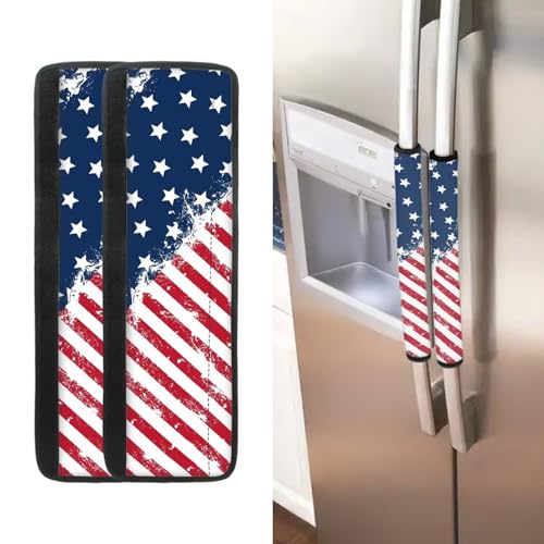 America Flag Refrigerator Door Handle Covers, Set of 2 Washable Decor Keep Appliance Covers Appliance Clean for Fridge Microwave Stove Dishwasher refrigeradores para cocina