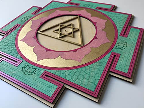 Wooden Ganesh Yantra, With Motif Ganesh Yantra Wall Art Laser Cut, Sacred Geometry, Wall Hanging Meditation Symbol (68X68 Cm (26.8 Inch)) #TOP4