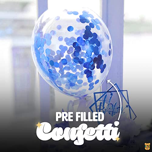 Image of ITAF Blue Glitter Transparent Confetti Balloons For Balloon Garland /Birthday /Anniversary /Baby Shower /Bachelorette /Engagement & Cocktail Party Decorations - Pack of 20