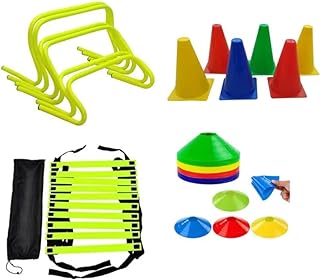 JAXTON Agility Training Kit for Football &amp; Fitness | 4 Mtr Speed Ladder, 10 Saucer Cones, 6 Inch Cones, 6 Hurdles | Sports...