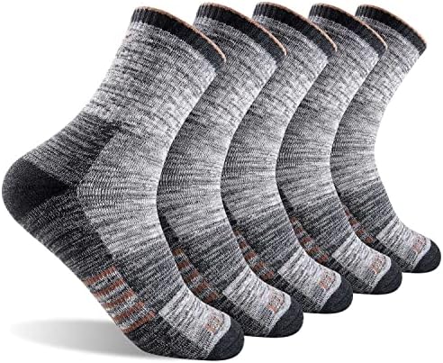 FEIDEER Men's Women's Hiking Walking Socks, Moisture Wicking Cotton Cushion Quarter Crew Socks (TJ-2-5MS20305-L)