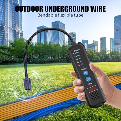 Image of Underground Wire Locator, Circuit Breaker Finder with Earphones, Broken Wire Detector- Electrical Wire Tracer for Buried Cables, Pet Fence Broken Wire Locator, 2M Detection Depth & 1100mAh Battery