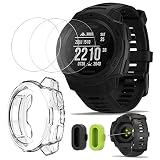 (3+2+1) For Garmin Instinct and Instinct Solar Smartwatch (3pack) Tempered Glass Screen Protectors +