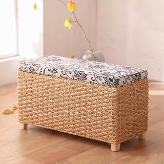 Banco de zapatos de madera con asiento acolchado y almacenamiento compacto para entrada, pasillo y dormitorio, color marrón (27.6 x 11.8 pulgadas)