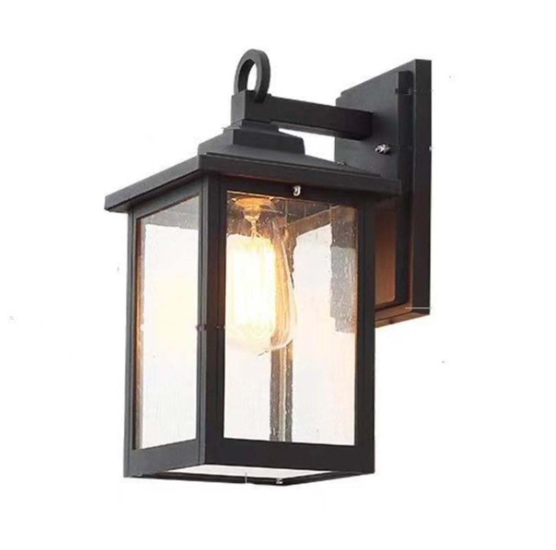 Outdoor Wall Lights Aluminum Outdoor Wall Light Glass Lantern Sconce External Waterproof Black Garden Lamp for Villa Courtyard Durable Porch(1 Pack)